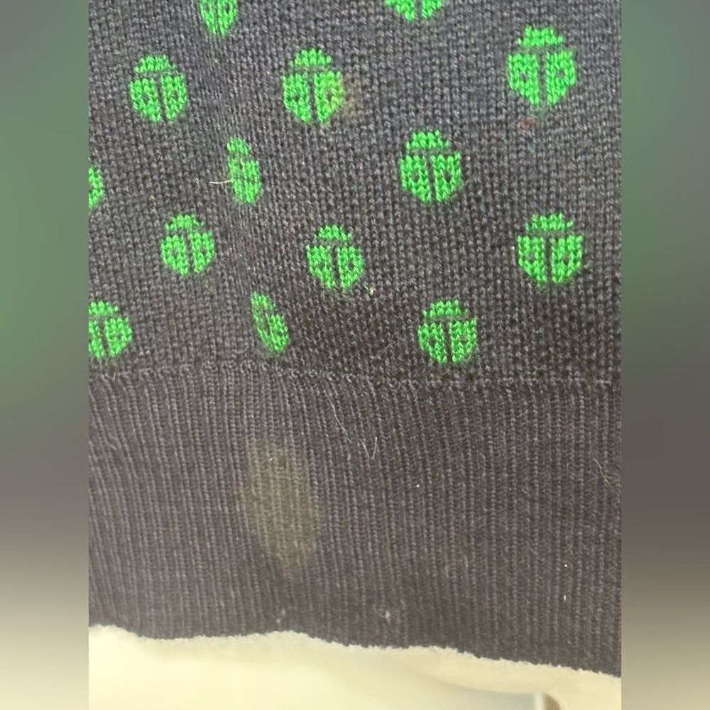Givenchy Vintage bergdorf Goodman navy blue/green ladybug sweater size M - Picture 5 of 12